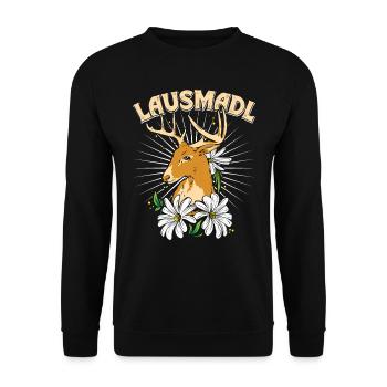 Lausmadl Bayerisches Trachten Shirt Frauen - Unisex Pullover - Schwarz - Vorne - Alina (178cm) & Michal (187cm)