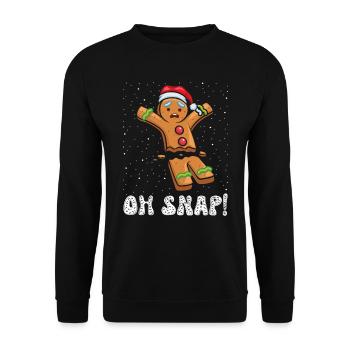 Lebkuchenmann Oh Snap! Kaputt Lebkuchengebäck - Unisex Pullover - Schwarz - Vorne - Alina (178cm) & Michal (187cm)