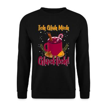 Weihnachtsmarkt Ich Glüh mich Glücklich! - Unisex Pullover - Schwarz - Vorne - Alina (178cm) & Michal (187cm)