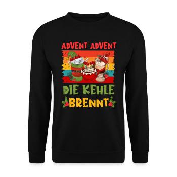Glühwein Fan Advent Advent die Kehle Brennt - Unisex Pullover - Schwarz - Vorne - Alina (178cm) & Michal (187cm)