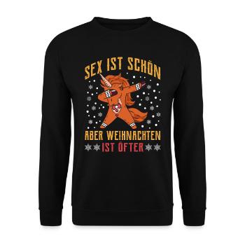 Lustig Sex ist Schön aber Weihnachten ist Öfter - Unisex Pullover - Schwarz - Vorne - Alina (178cm) & Michal (187cm)