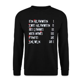 Weihnachten Ein Glühwein Swei Glühwein Rei - Unisex Pullover - Schwarz - Vorne - Alina (178cm) & Michal (187cm)