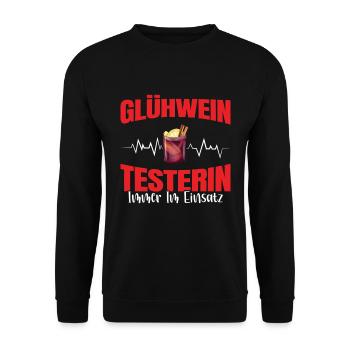 Glühwein Testerin Glühweinstand Weihnachten - Unisex Pullover - Schwarz - Vorne - Alina (178cm) & Michal (187cm)
