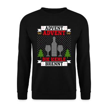 Advent Advent die Kehle Brennt Glühweintopf - Unisex Pullover - Schwarz - Vorne - Alina (178cm) & Michal (187cm)