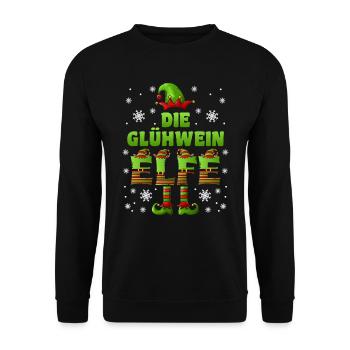 Glühwein Elfe Wichtel Weihnachtsmarkt - Unisex Pullover - Schwarz - Vorne - Alina (178cm) & Michal (187cm)