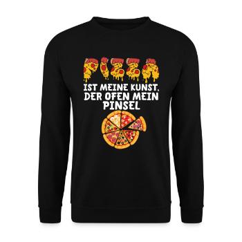 Pizza ist meine Kunst der Ofen ist mein Pinsel - Unisex Pullover - Schwarz - Vorne - Alina (178cm) & Michal (187cm)