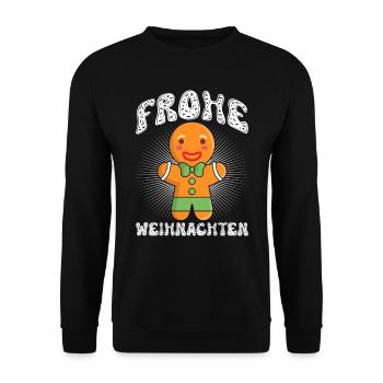 Lebkuchenmann Frohe Weihnachten Lebkuchengebäck - Unisex Pullover - Schwarz - Vorne - Alina (178cm) & Michal (187cm)