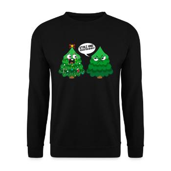Tannenbaum Stolz und Selbstbewusst Weihnachten - Unisex Pullover - Schwarz - Vorne - Alina (178cm) & Michal (187cm)
