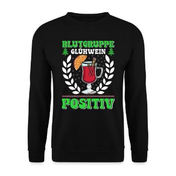 Blutgruppe Glühwein Positiv Glüweinstand - Unisex Pullover - Schwarz - Vorne - Alina (178cm) & Michal (187cm)