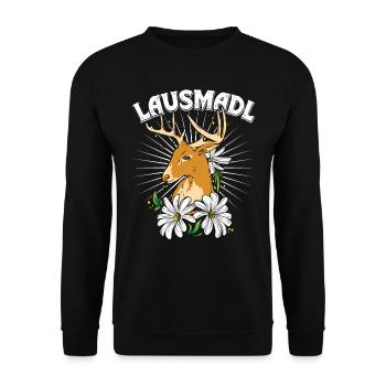 Lausmadl Bayerisches Trachten Shirt Frauen - Unisex Pullover - Schwarz - Vorne - Alina (178cm) & Michal (187cm)