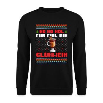 Glühweinstand Ho Ho Hol mir mal einen Glühwein - Unisex Pullover - Schwarz - Vorne - Alina (178cm) & Michal (187cm)