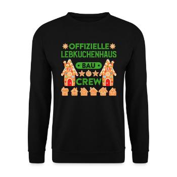 Lebkuchenhaus Bau Crew Weihnachtsbäckerei - Unisex Pullover - Schwarz - Vorne - Alina (178cm) & Michal (187cm)