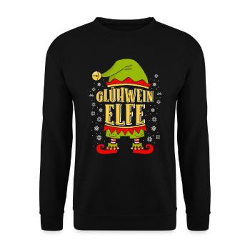 Glühwein Elfe Weihnachten Feuerzangenbowle - Unisex Pullover - Schwarz - Vorne - Alina (178cm) & Michal (187cm)