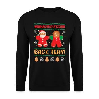 Weihnachten Back Team Cookies Backliebhaber - Unisex Pullover - Schwarz - Vorne - Alina (178cm) & Michal (187cm)