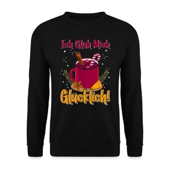 Weihnachtsmarkt Ich Glüh mich Glücklich! - Unisex Pullover - Schwarz - Vorne - Alina (178cm) & Michal (187cm)