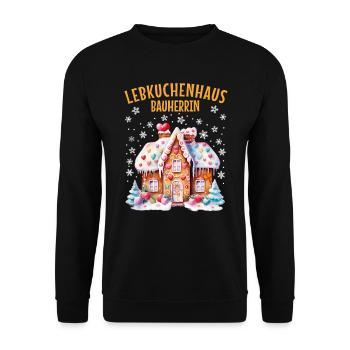 Lebkuchenhaus Bauherrin Weihnachten Backen - Unisex Pullover - Schwarz - Vorne - Alina (178cm) & Michal (187cm)
