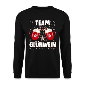 Weihnachtsmarkt TEAM Glühwein Weihnachten - Unisex Pullover - Schwarz - Vorne - Alina (178cm) & Michal (187cm)