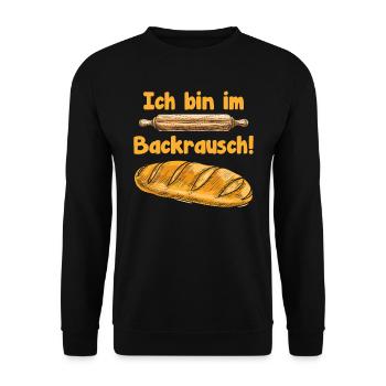 Brotbäcker Ich bin im Backrausch Backfans - Unisex Pullover - Schwarz - Vorne - Alina (178cm) & Michal (187cm)