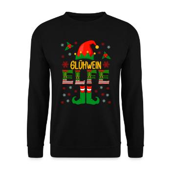 Glühwein Elfe Wichtel Weihnachtsmarkt - Unisex Pullover - Schwarz - Vorne - Alina (178cm) & Michal (187cm)