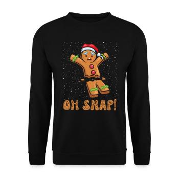 Lebkuchenmann Oh Snap! Kaputt Lebkuchengebäck - Unisex Pullover - Schwarz - Vorne - Alina (178cm) & Michal (187cm)