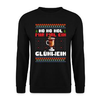 Glühweinstand Ho Ho Hol mir mal einen Glühwein - Unisex Pullover - Schwarz - Vorne - Alina (178cm) & Michal (187cm)
