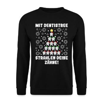 Weihnachtsbaum Mit Dentistree Strahlen deine Zähne - Unisex Pullover - Schwarz - Vorne - Alina (178cm) & Michal (187cm)