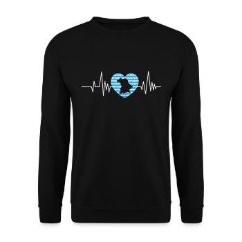 Bayern Herzklopfen Flagge Bayerisch Weiß Blau - Unisex Pullover - Schwarz - Vorne - Alina (178cm) & Michal (187cm)