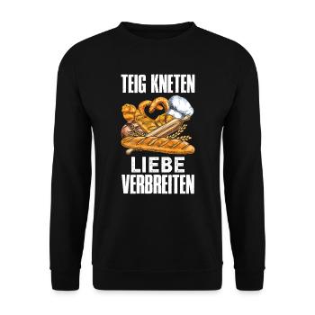 Brotbacken Teig Kneten Liebe Verbreiten Backfans - Unisex Pullover - Schwarz - Vorne - Alina (178cm) & Michal (187cm)