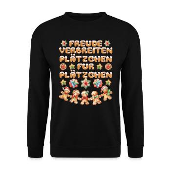 Backen Freude Verbreiten Plätzchen für Plätzchen - Unisex Pullover - Schwarz - Vorne - Alina (178cm) & Michal (187cm)
