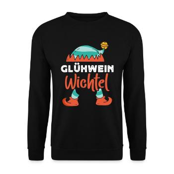 Glühwein Wichtel Weihnachten Glühweinstand - Unisex Pullover - Schwarz - Vorne - Alina (178cm) & Michal (187cm)