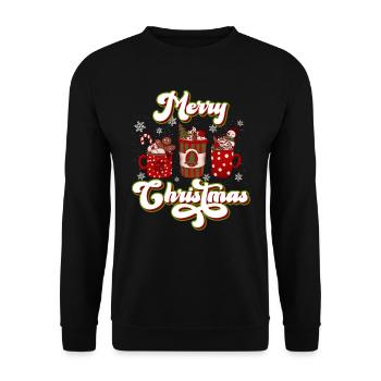 Merry Christmas Glühweinbude Weihnachten - Unisex Pullover - Schwarz - Vorne - Alina (178cm) & Michal (187cm)