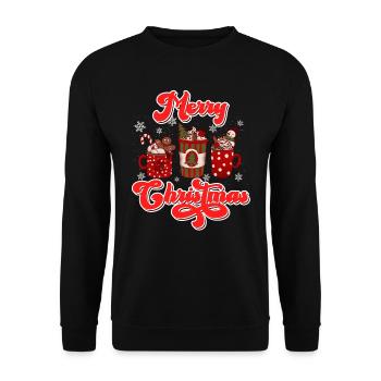Merry Christmas Glühweinbude Weihnachten - Unisex Pullover - Schwarz - Vorne - Alina (178cm) & Michal (187cm)