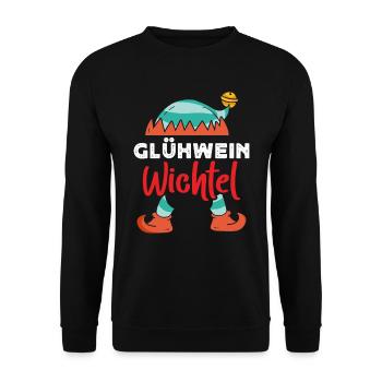 Glühwein Wichtel Weihnachten Glühweinstand - Unisex Pullover - Schwarz - Vorne - Alina (178cm) & Michal (187cm)