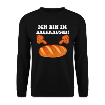 Brotbäcker Ich bin im Backrausch Backfans - Unisex Pullover - Schwarz - Vorne - Alina (178cm) & Michal (187cm)