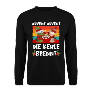 Glühwein Fan Advent Advent die Kehle Brennt - Unisex Pullover - Schwarz - Vorne - Alina (178cm) & Michal (187cm)
