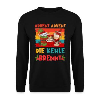 Glühwein Fan Advent Advent die Kehle Brennt - Unisex Pullover - Schwarz - Vorne - Alina (178cm) & Michal (187cm)