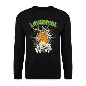 Lausmadl Bayerisches Trachten Shirt Frauen - Unisex Pullover - Schwarz - Vorne - Alina (178cm) & Michal (187cm)