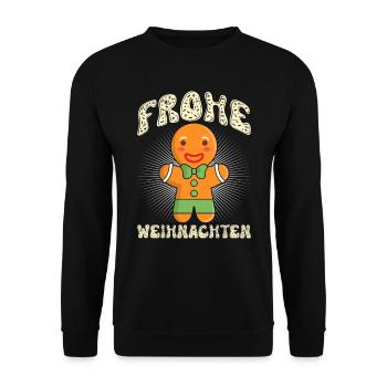 Lebkuchenmann Frohe Weihnachten Lebkuchengebäck - Unisex Pullover - Schwarz - Vorne - Alina (178cm) & Michal (187cm)