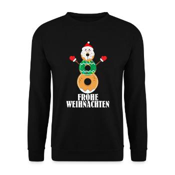 Dounut Schneemann Weihnachten Schneemänner - Unisex Pullover - Schwarz - Vorne - Alina (178cm) & Michal (187cm)