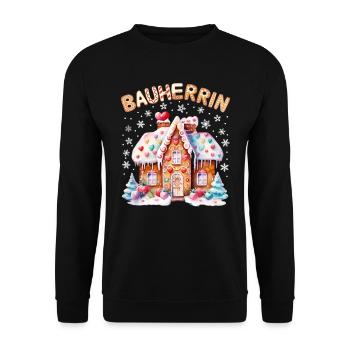 Lebkuchenhaus Bauherrin Weihnachten Backen - Unisex Pullover - Schwarz - Vorne - Alina (178cm) & Michal (187cm)