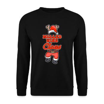 Glühwein Claus Weihnachtsmann Glühwein Fan - Unisex Pullover - Schwarz - Vorne - Alina (178cm) & Michal (187cm)
