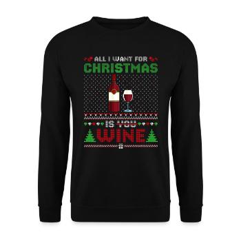 Glühwein All I Want for Christmas is Wine - Unisex Pullover - Schwarz - Vorne - Alina (178cm) & Michal (187cm)