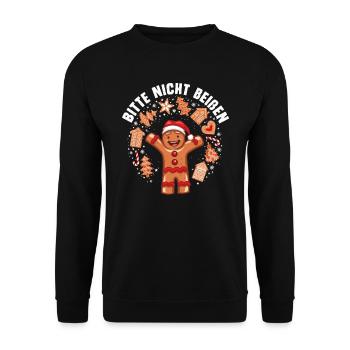 Lebkuchen Bitte nicht Beißen Weihnachten - Unisex Pullover - Schwarz - Vorne - Alina (178cm) & Michal (187cm)