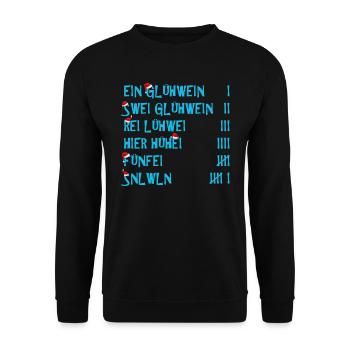 Weihnachten Ein Glühwein Swei Glühwein Rei - Unisex Pullover - Schwarz - Vorne - Alina (178cm) & Michal (187cm)