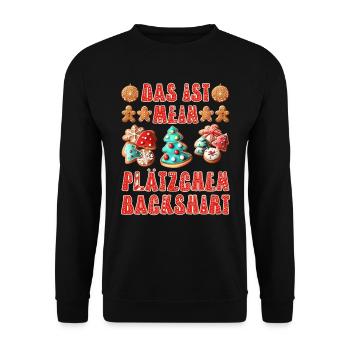 Bäcker Das ist mein Plätzchen Back Shirt Backen - Unisex Pullover - Schwarz - Vorne - Alina (178cm) & Michal (187cm)