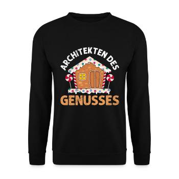 Architekten des Genusses Weihnachtsgebäck - Unisex Pullover - Schwarz - Vorne - Alina (178cm) & Michal (187cm)