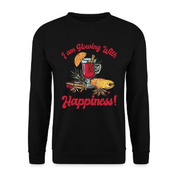 Glühwein Ich Geh mich Glücklich Glühen Weihnachten - Unisex Pullover - Schwarz - Vorne - Alina (178cm) & Michal (187cm)