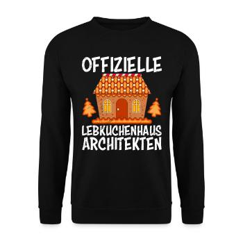 Offizielle Lebkuchenhaus Architekten Weihnachten - Unisex Pullover - Schwarz - Vorne - Alina (178cm) & Michal (187cm)