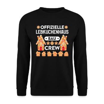 Lebkuchenhaus Bau Crew Weihnachtsbäckerei - Unisex Pullover - Schwarz - Vorne - Alina (178cm) & Michal (187cm)