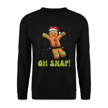 Lebkuchenmann Oh Snap! Kaputt Lebkuchengebäck - Unisex Pullover - Schwarz - Vorne - Alina (178cm) & Michal (187cm)